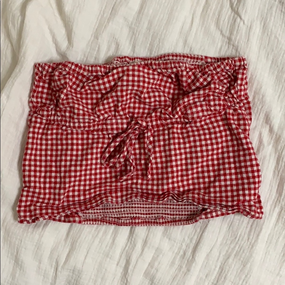 Red and white gingham brandy tube top